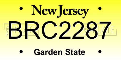BRC2287 New Jersey License Plate