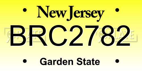 BRC2782 New Jersey License Plate