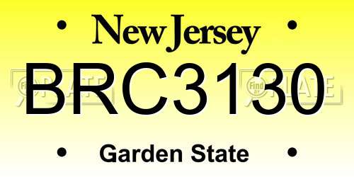 BRC3130 New Jersey License Plate