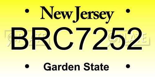 BRC7252 New Jersey License Plate