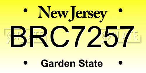 BRC7257 New Jersey License Plate