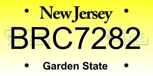 BRC7282 New Jersey License Plate