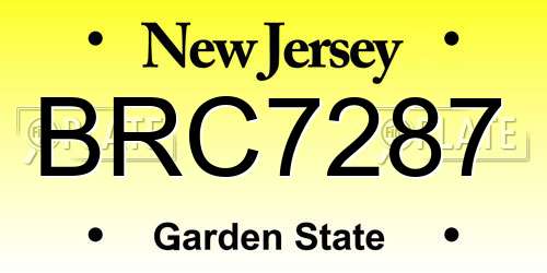 BRC7287 New Jersey License Plate