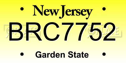 BRC7752 New Jersey License Plate