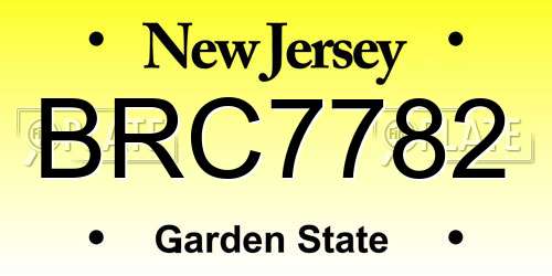 BRC7782 New Jersey License Plate