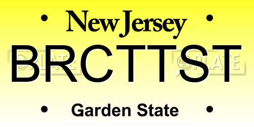 BRCTTST New Jersey License Plate