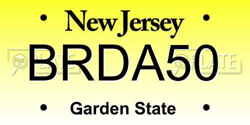 BRDA50 New Jersey License Plate