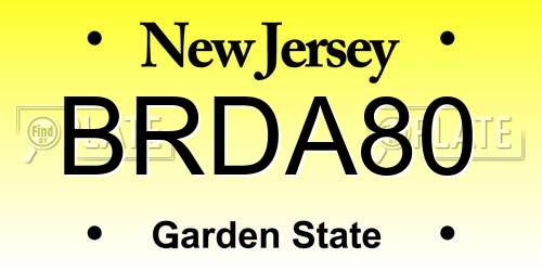 BRDA80 New Jersey License Plate