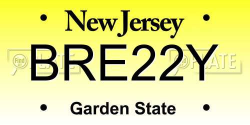 BRE22Y New Jersey License Plate