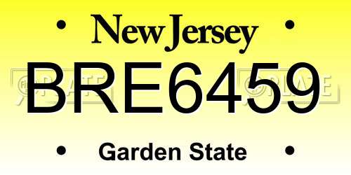 BRE6459 New Jersey License Plate