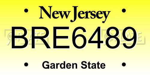 BRE6489 New Jersey License Plate