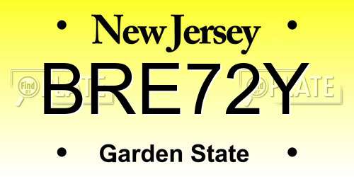 BRE72Y New Jersey License Plate