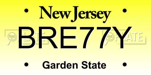 BRE77Y New Jersey License Plate