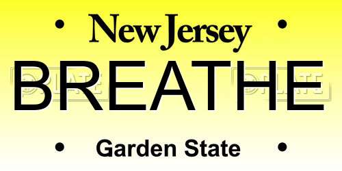 BREATHE New Jersey License Plate
