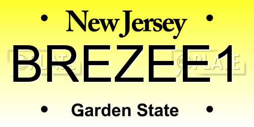 BREZEE1 New Jersey License Plate