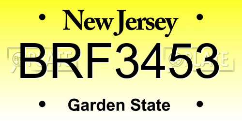 BRF3453 New Jersey License Plate