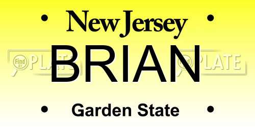 BRIAN New Jersey License Plate