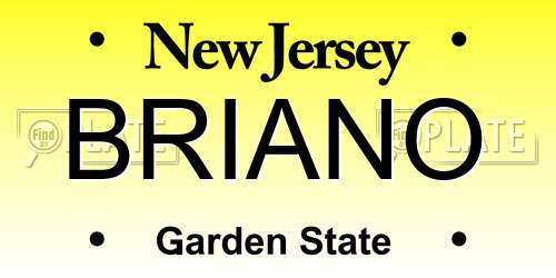 BRIANO New Jersey License Plate