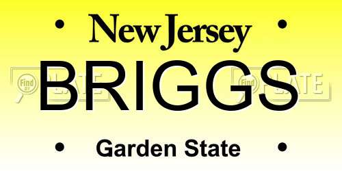 BRIGGS New Jersey License Plate