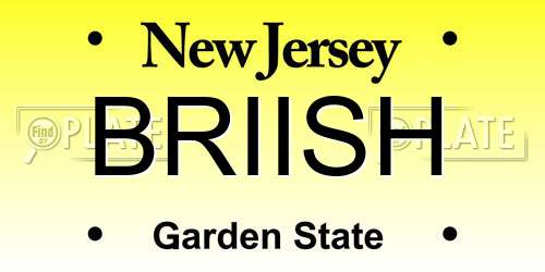 BRIISH New Jersey License Plate