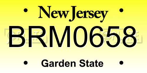 BRM0658 New Jersey License Plate