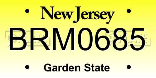 BRM0685 New Jersey License Plate