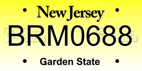 BRM0688 New Jersey License Plate