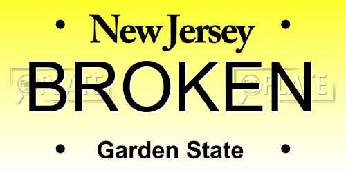 BROKEN New Jersey License Plate