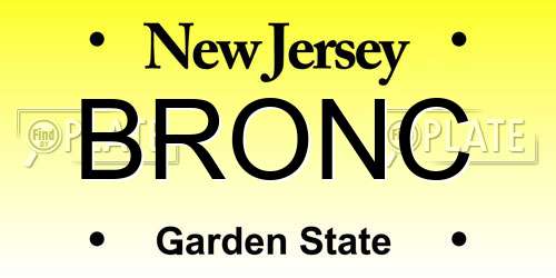 BRONC New Jersey License Plate