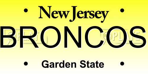 BRONCOS New Jersey License Plate