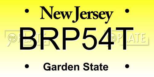 BRP54T New Jersey License Plate