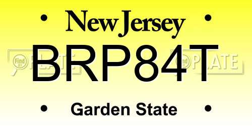 BRP84T New Jersey License Plate