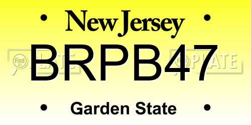 BRPB47 New Jersey License Plate