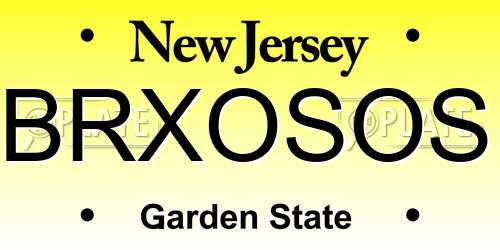 BRXOSOS New Jersey License Plate