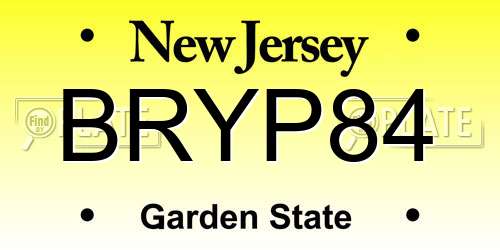 BRYP84 New Jersey License Plate