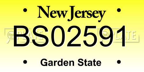 BS02591 New Jersey License Plate