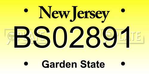 BS02891 New Jersey License Plate