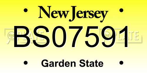 BS07591 New Jersey License Plate