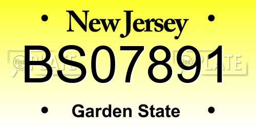BS07891 New Jersey License Plate