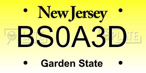 BS0A3D New Jersey License Plate