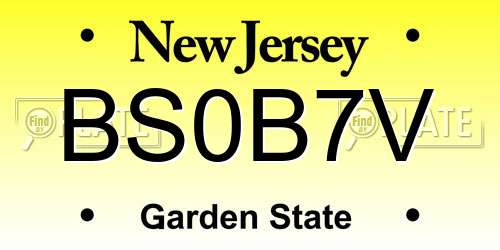 BS0B7V New Jersey License Plate