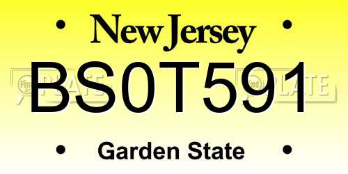 BS0T591 New Jersey License Plate