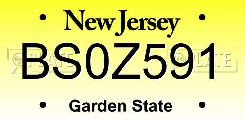 BS0Z591 New Jersey License Plate