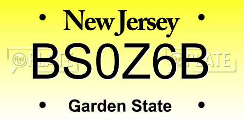 BS0Z6B New Jersey License Plate