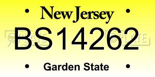BS14262 New Jersey License Plate