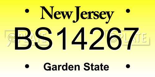 BS14267 New Jersey License Plate