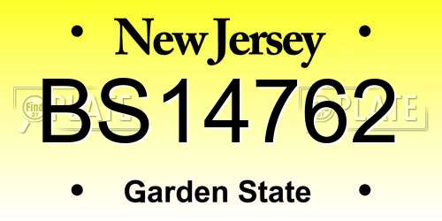 BS14762 New Jersey License Plate