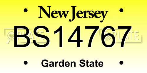 BS14767 New Jersey License Plate