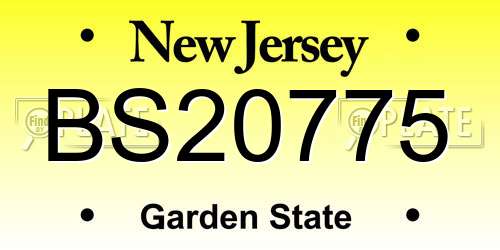 BS20775 New Jersey License Plate