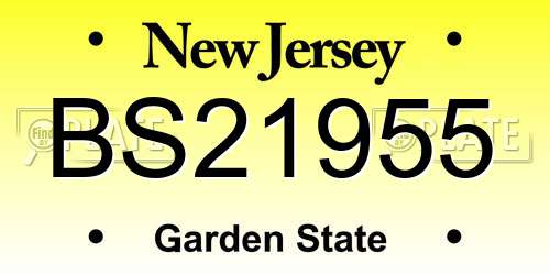 BS21955 New Jersey License Plate